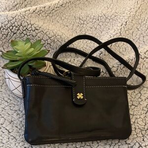 Lucky Brand Chic  Black Genuine Leather with cardholder keychain Crossbody Bag